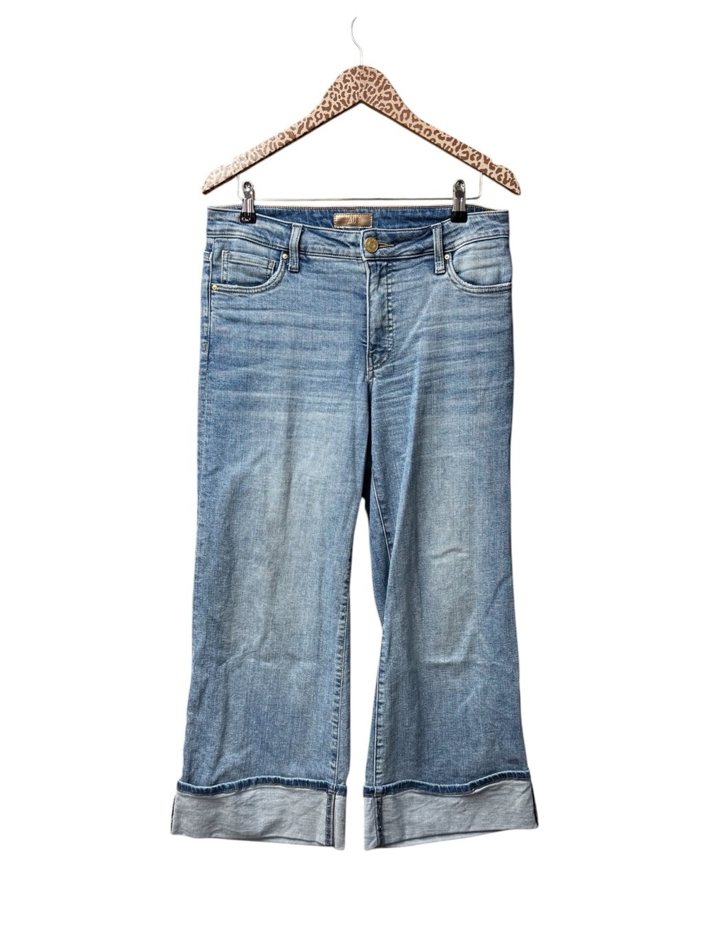 Kut From the Kloth Meg Fab Ab Wide Leg Denim Jeans High Rise Cuffed Hem Blue 6 - Picture 2 of 14